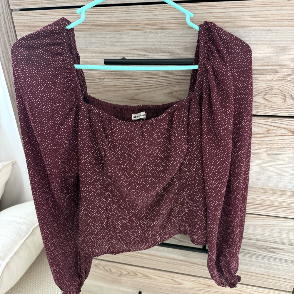 Abercrombie Maroon Women's Smocked Back Top